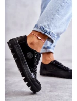 Modne Lakierowane Trampki Big Star KK274044 Czarne