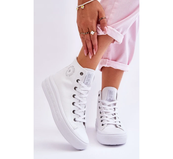 Damskie Wysokie Trampki Materiałowe Big Star LL274A183 Białe