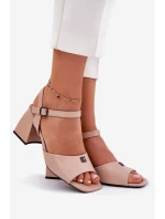 Sandały Damskie Na Słupku Vinceza 62235 Beżowe