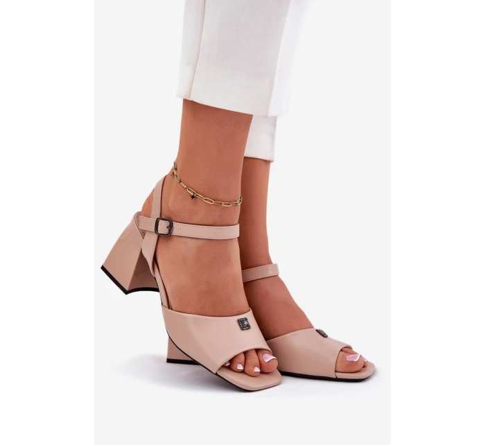 Sandały Damskie Na Słupku Vinceza 62235 Beżowe