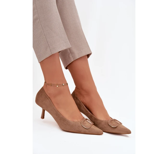 Dámské lodičky s ozdobným detailem tmavě béžové Amelora
