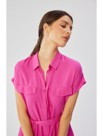 S364 Viskózové maxi košeľové šaty - lila