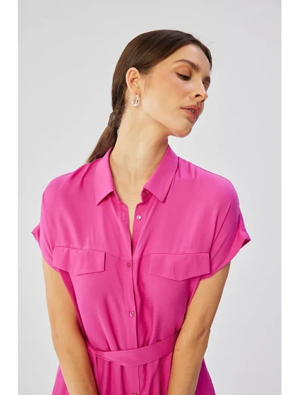 model 19647433 Viskózové maxi košilové šaty lila - STYLOVE