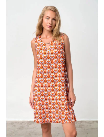 Dámské šaty  Oranžová s modrou  model 20151487 - Vamp