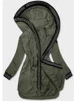 Dámska bunda v khaki farbe s ozdobnou lemovkou (B8139-11) Dámska bunda v khaki farbe s ozdobnou lemovkou (B8139-11)