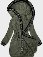 Dámska bunda s ozdobným lemovaním khaki (B8139-11)