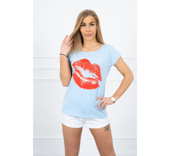 Blúzka s potlačou pier modrá