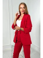 Elegantná súprava saka a nohavíc červená