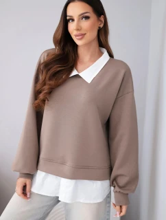 Dámska maslová viskózna mikina s košeľovou vložkou Fango