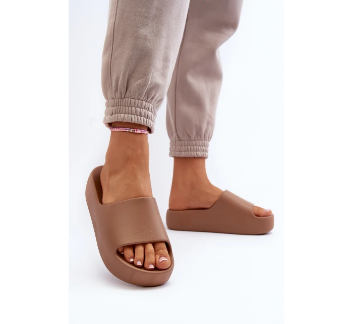 Damskie Klapki Na Grubej Podeszwie Brązowe Oreithano Damskie Klapki Na Grubej Podeszwie Brązowe Oreithano