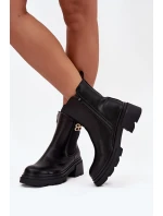 Dámské kotníkové boty se zlatým detailem zateplené černé model 21710118 - Boto Dámské kotníkové boty se zlatým detailem zateplené černé model 21710118 - Boto
