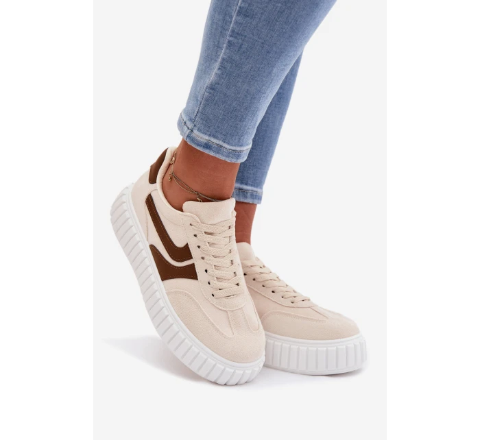 Dámské tenisky na platformě s eko béžové model 21997803 - Boto