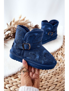 Detské členkové topánky Snowshoes s kožušinou Dark Blue Kawai