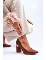 Skórzane Czółenka Lewski 3117 Brązowe