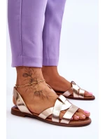 Pohodlné Kožené Sandály Zlaté model 21617493 - Zazoo