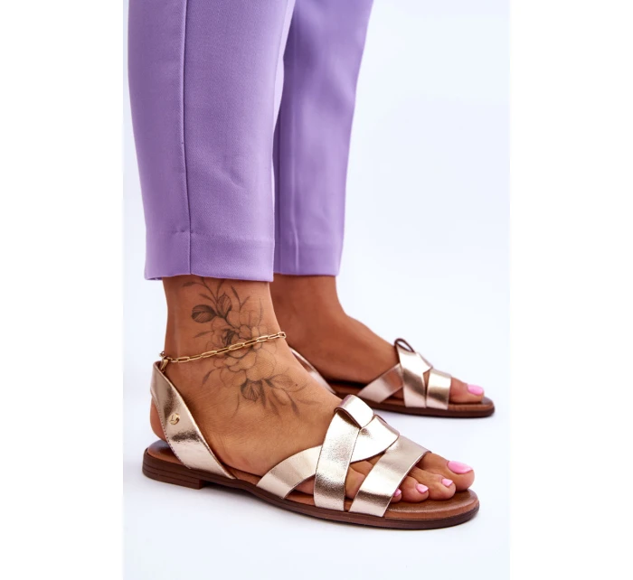 Pohodlné Kožené Sandály Zlaté model 21617493 - Zazoo