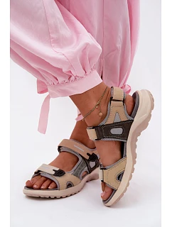 Kožené dámské sandály ve sportovním stylu šedé model 22123212 - EVENTO