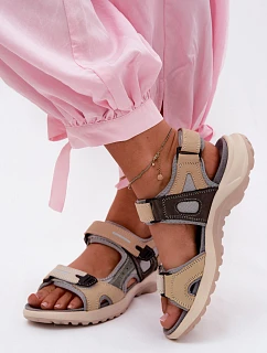 Kožené dámské sandály ve sportovním stylu šedé model 22123212 - EVENTO