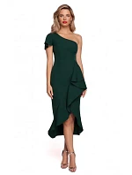 Dámske šaty na jedno rameno K146 fľaškovo zelená - Makover