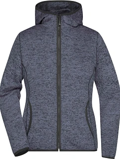 JN Dámská pletená fleecová bunda s kapucí 02.0 denim melange/black model 22487228 - Daiber