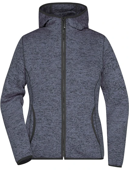 Daiber JN 588 Dámska pletená fleecová bunda s kapucňou 02.0588 denim melange/čierna Daiber JN 588 Dámska pletená fleecová bunda s kapucňou 02.0588 denim melange/čierna