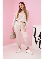 Komplet teplákové + kalhoty máslová látka béžový