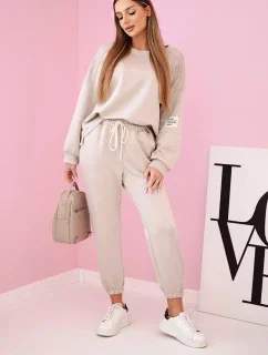 Komplet teplákové + kalhoty máslová látka béžový