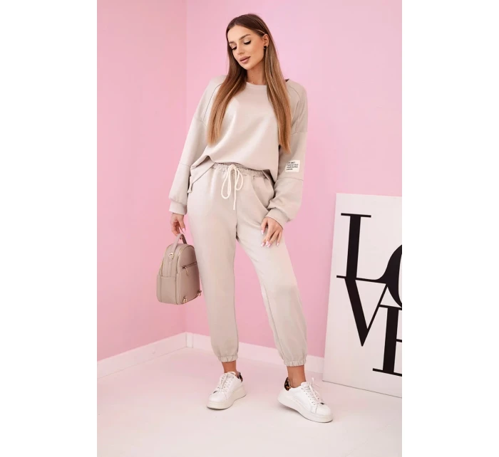 Komplet teplákové + kalhoty máslová látka béžový