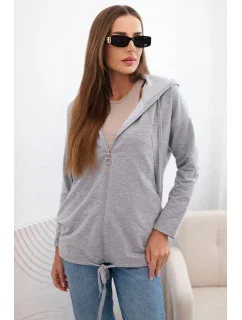 Dámska mikina s kapucňou a sťahovacou šnúrkou šedá