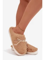 Kožešinové pantofle s mašlí Camel model 21772514 - Boto Kožešinové pantofle s mašlí Camel model 21772514 - Boto
