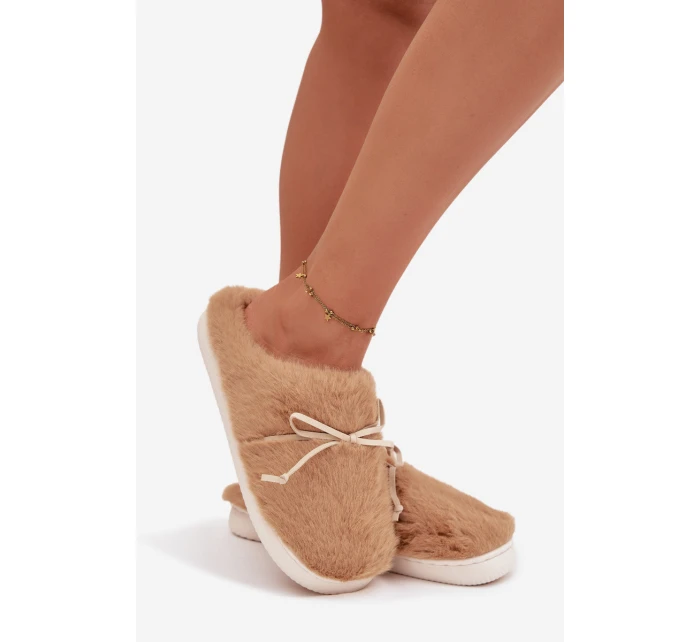 Kožešinové pantofle s mašlí Camel model 21772514 - Boto Kožešinové pantofle s mašlí Camel model 21772514 - Boto