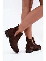Kožené semišové kotníkové boty model 22366565 Hnědé - VINCEZA Kožené semišové kotníkové boty model 22366565 Hnědé - VINCEZA