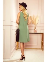 VICTORIA dámské trapézové šaty v olivové barvě model 15133117 - numoco VICTORIA dámské trapézové šaty v olivové barvě model 15133117 - numoco