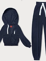 Pruhovaná tmavomodrá tepláková súprava (AMG-335A)