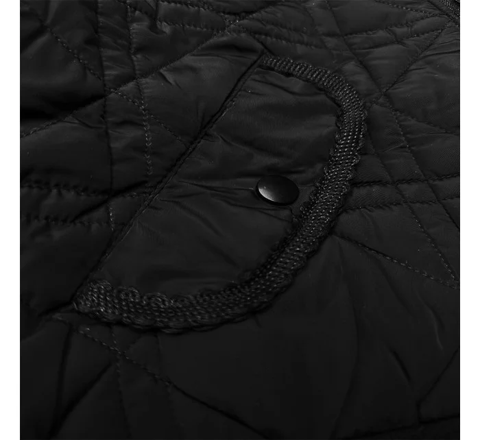 Krátká černá dámská bunda typu bomber model 21016253 - J.STYLE Krátká černá dámská bunda typu bomber model 21016253 - J.STYLE