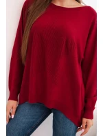 Dámský svetr s delším zadním dílem a  bordó model 21731264 - K-Fashion