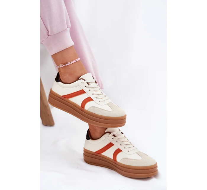 Sneakersy Damskie Na Platformie Beżowe Tolianna