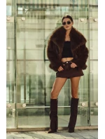 Dámske zateplené čižmy s podrážkou a zrolovanou holennou časťou Evyra - čokoládová, eko semiš Dámske zateplené čižmy s podrážkou a zrolovanou holennou časťou Evyra - čokoládová, eko semiš