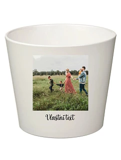 Bílý keramický květináč s fotografií - malý
