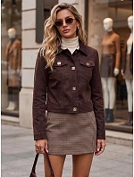 Dámska semišová bunda s patentkami, vínová, FashionStreet TY5878 Dámska semišová bunda s patentkami, vínová, FashionStreet TY5878