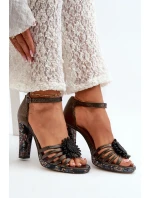 Sandały Damskie Na Słupku Z Ozdobą Maciejka 06620-20 Grafitowe