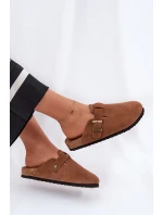 Semišové Klapky Dámské S Přezkou Big Star Hnědé model 21692025 - Big Star Shoes Semišové Klapky Dámské S Přezkou Big Star Hnědé model 21692025 - Big Star Shoes