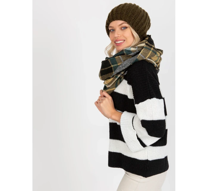 Tunelová šála AT KM model 17833745 černá a béžová - FPrice