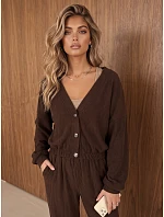 Dámská sada z kordového svetru a kalhot v čokoládové barvě FashionStreet AY1241 Dámská sada z kordového svetru a kalhot v čokoládové barvě FashionStreet AY1241