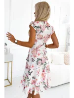 Dámské  šaty s zavazováním a se vzorem květů model 20141731 - numoco