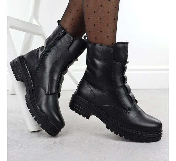 Dámské černé kožené boty model 21905958 - Rieker Dámské černé kožené boty model 21905958 - Rieker