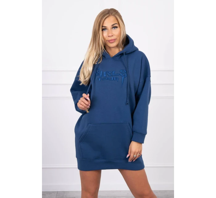 Zateplená mikina s vyšívaným textom oversize denim