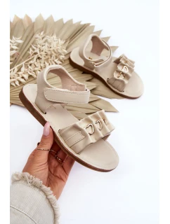 Dziecięce Sandałki Z Serduszkami Na Rzep Beżowe Havana