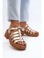 Zazoo 40410 Skórzane Sandały Damskie Złote