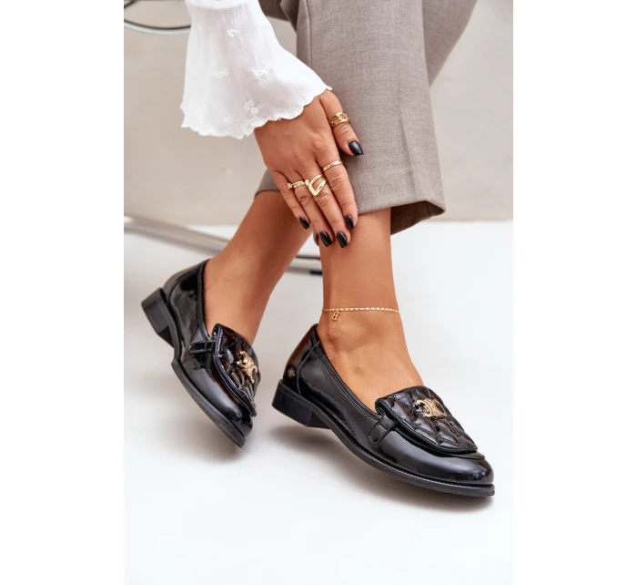Kožené Lakované Mokasíny Se Zlatou Dekorací Laura model 21683149 Černé - Laura Messi